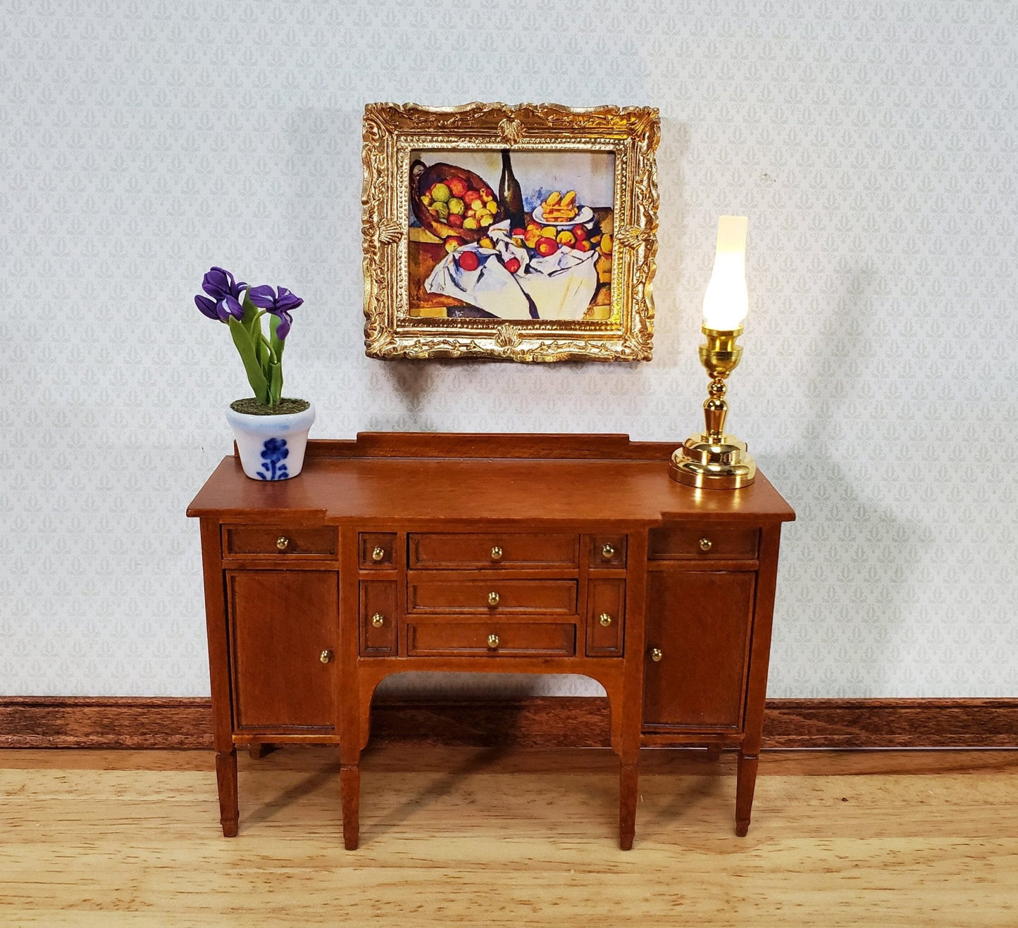Dollhouse Vincent Cezanne Basket of Apples Still Life Framed Print 1:12 Scale Handmade - Miniature Crush