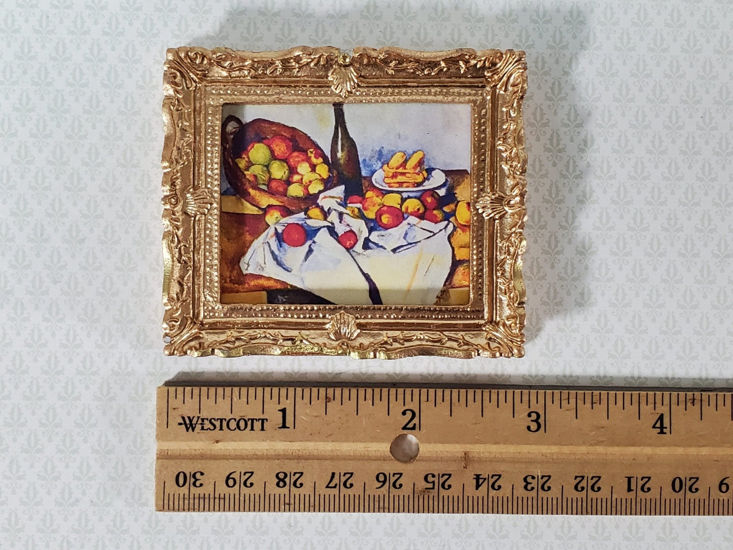 Dollhouse Vincent Cezanne Basket of Apples Still Life Framed Print 1:12 Scale Handmade - Miniature Crush