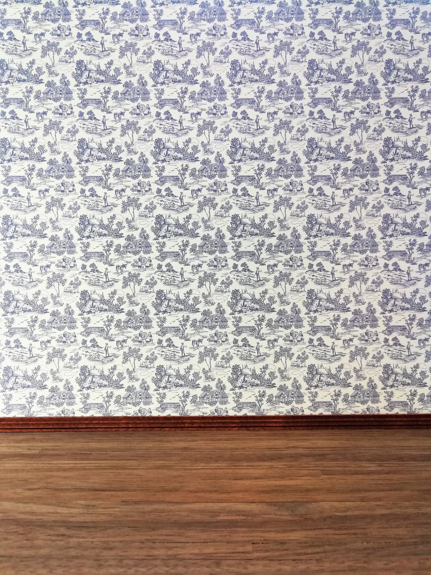 Dollhouse Wallpaper Brodnax "Campagne Toile Blue" 1:12 Scale Miniature - Miniature Crush