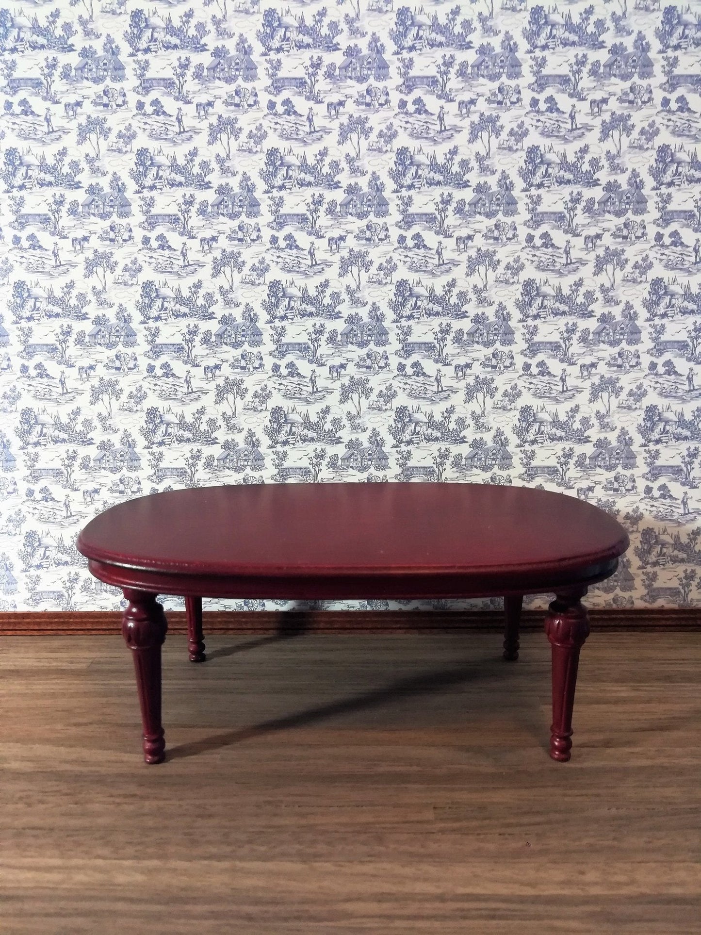 Dollhouse Wallpaper Brodnax "Campagne Toile Blue" 1:12 Scale Miniature - Miniature Crush