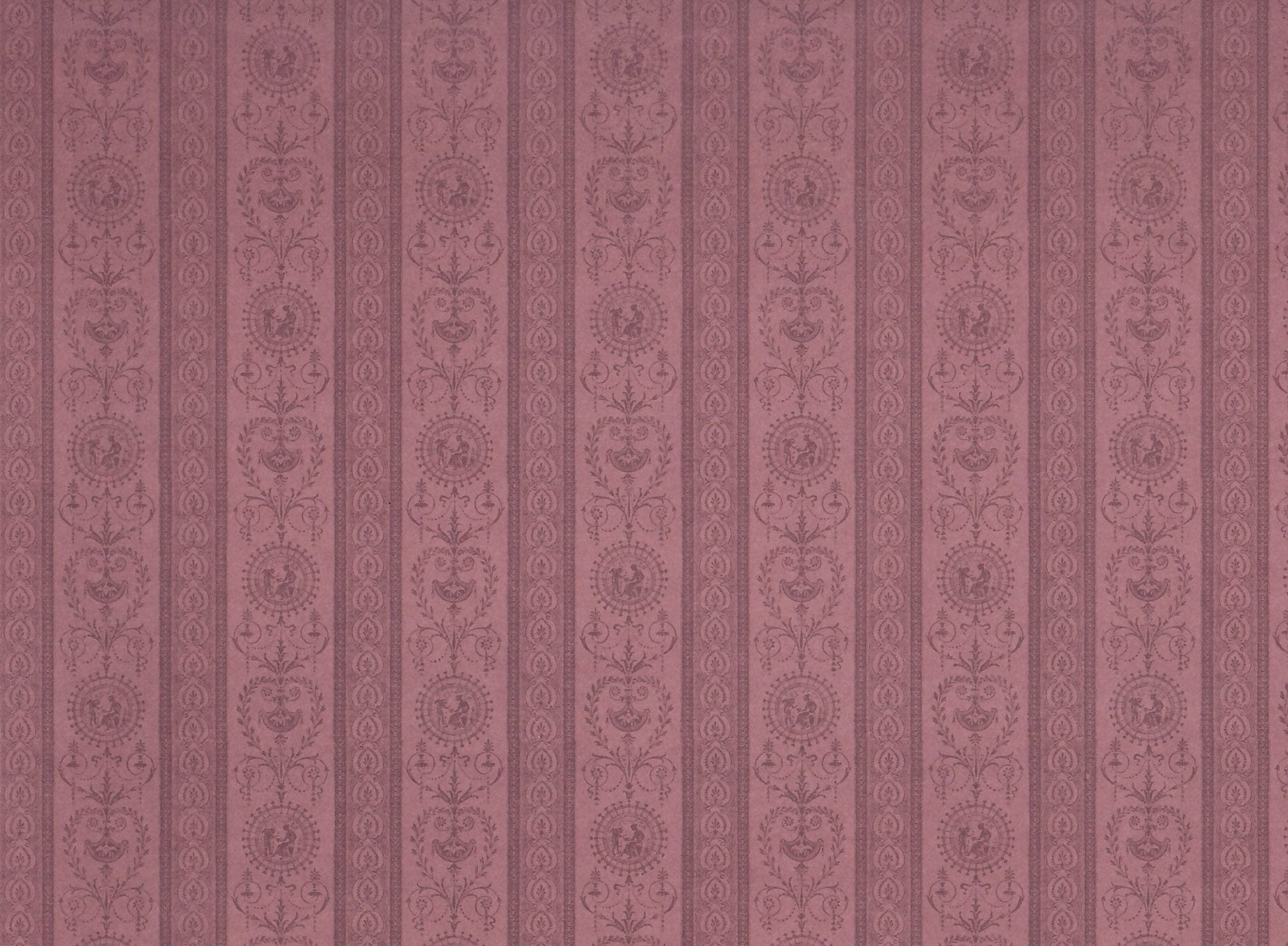 Dollhouse Wallpaper Dark Mauve x3 Sheets "Sheraton Rose" 1:12 Scale Miniature - Miniature Crush