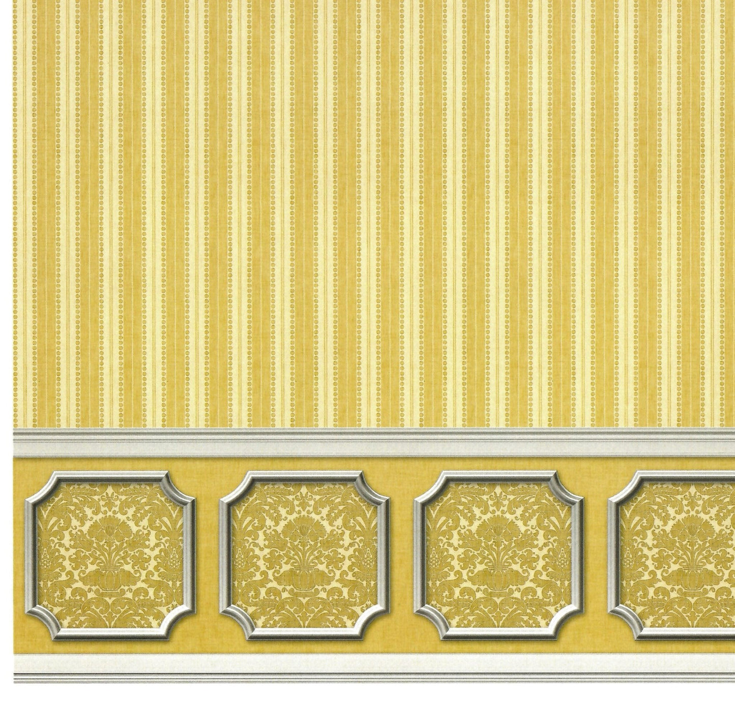 Dollhouse Wallpaper Dark Mustard Striped Annabelle Wainscot 1:12 Scale Itsy Bitsy - Miniature Crush