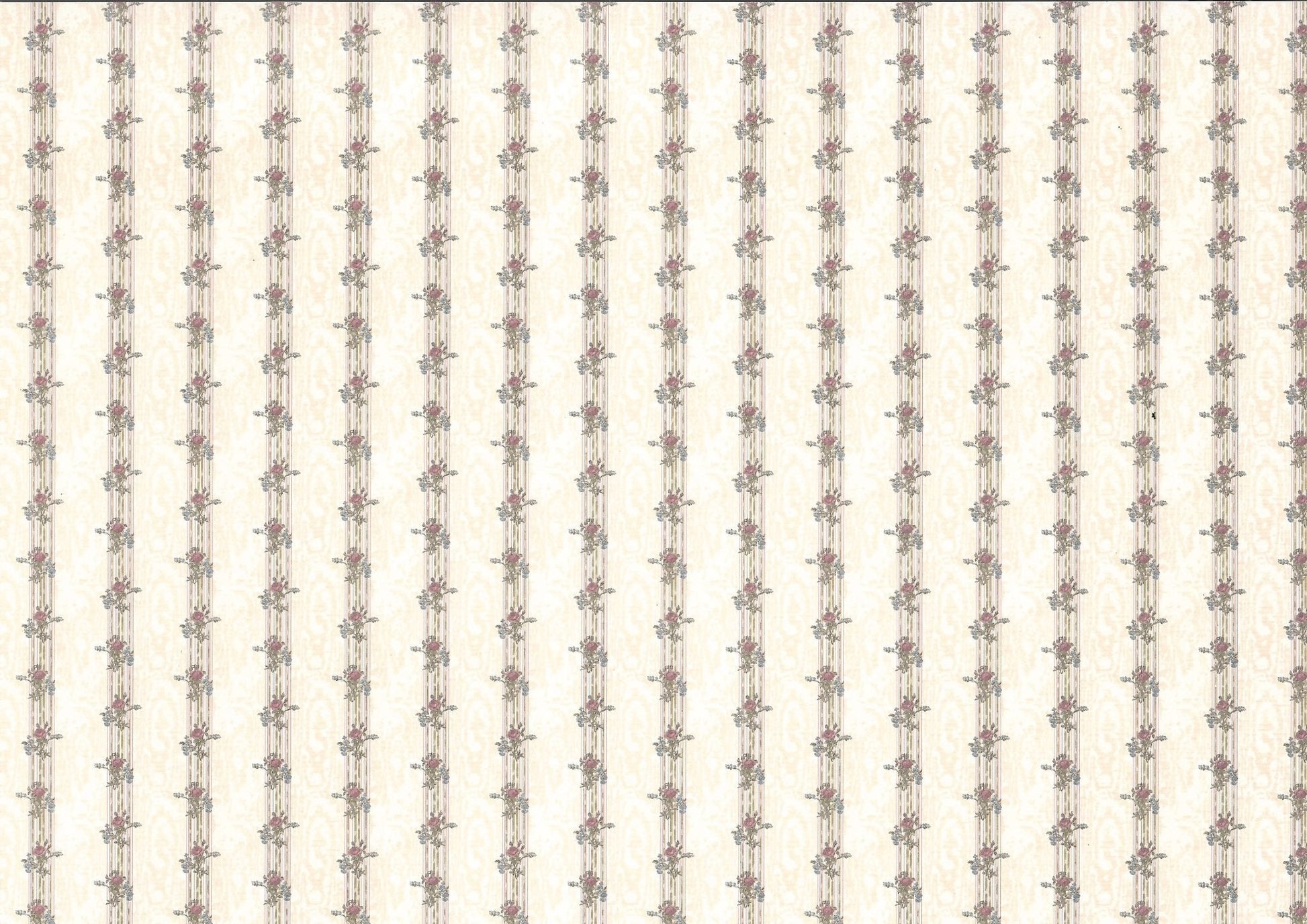 Dollhouse Wallpaper Floral Stripes 3 Sheets "Reflections Rose" 1:12 Scale Miniature - Miniature Crush
