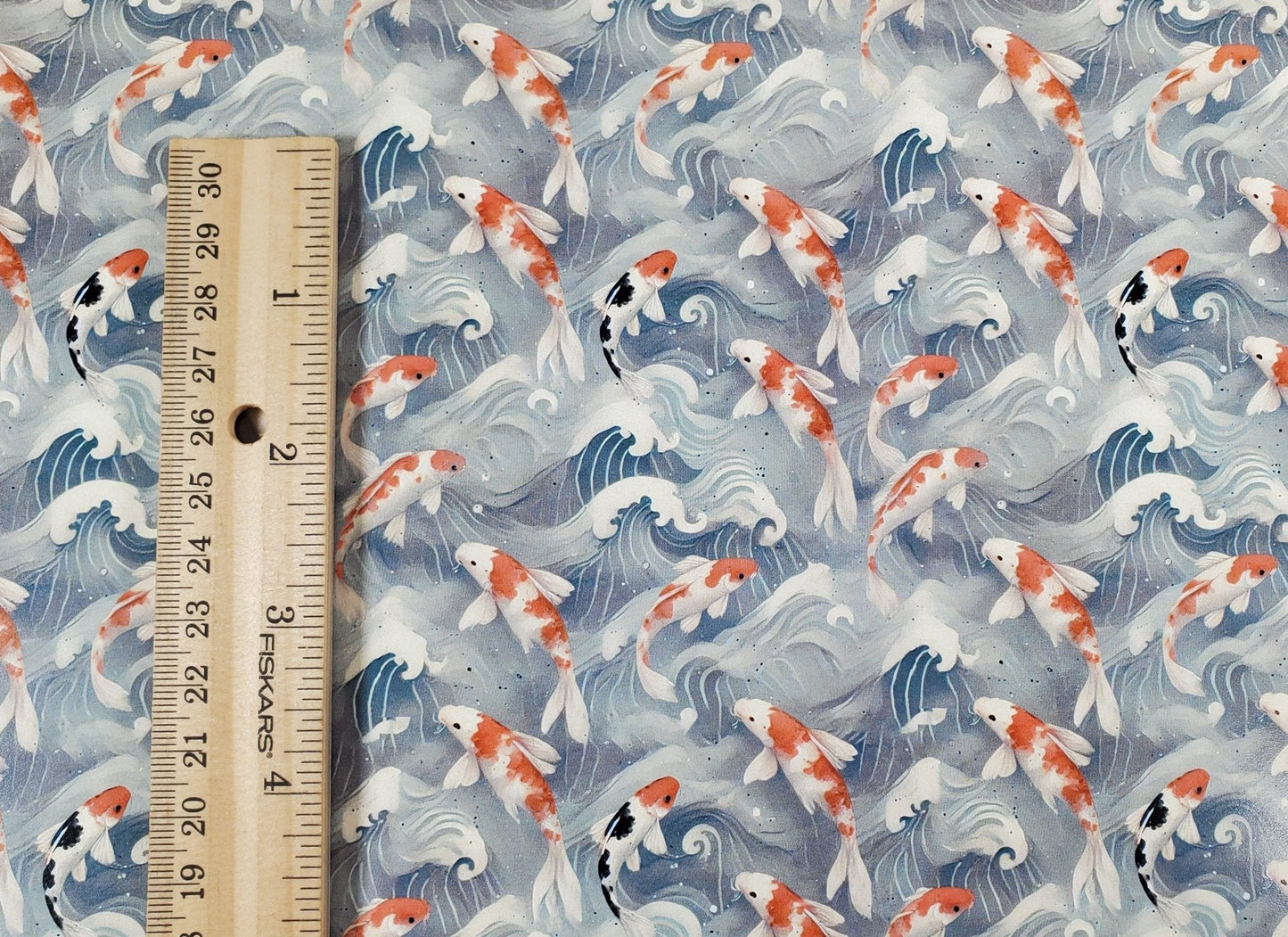 Dollhouse Wallpaper Koi in Water Blues Grays 1:12 Scale by MiniatureCrush - Miniature Crush