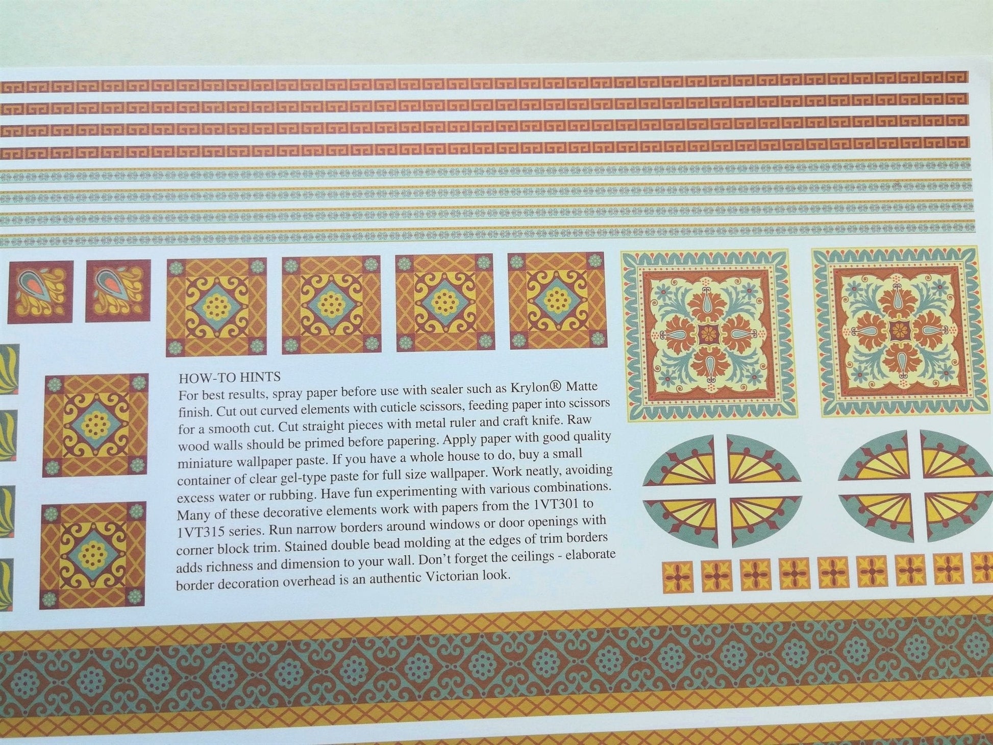 Dollhouse Wallpaper Miniature Brodnax Victorian Borders & Decoration 1:12 Scale - Miniature Crush