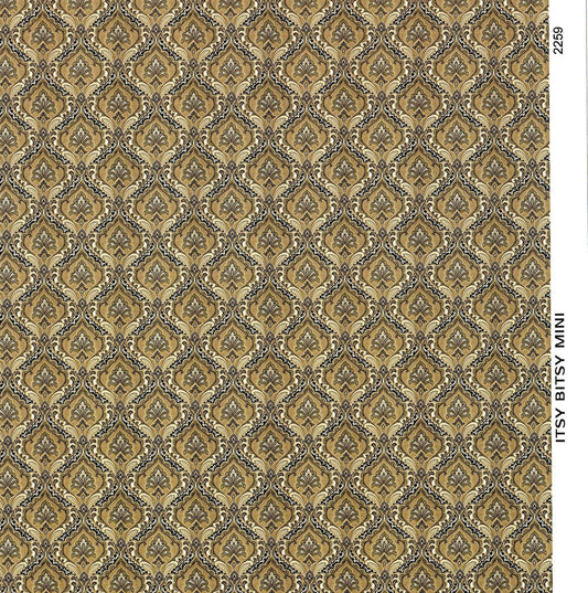 Dollhouse Wallpaper Paisley Beige Browns Blacks 1:12 Scale Itsy Bitsy Miniatures - Miniature Crush