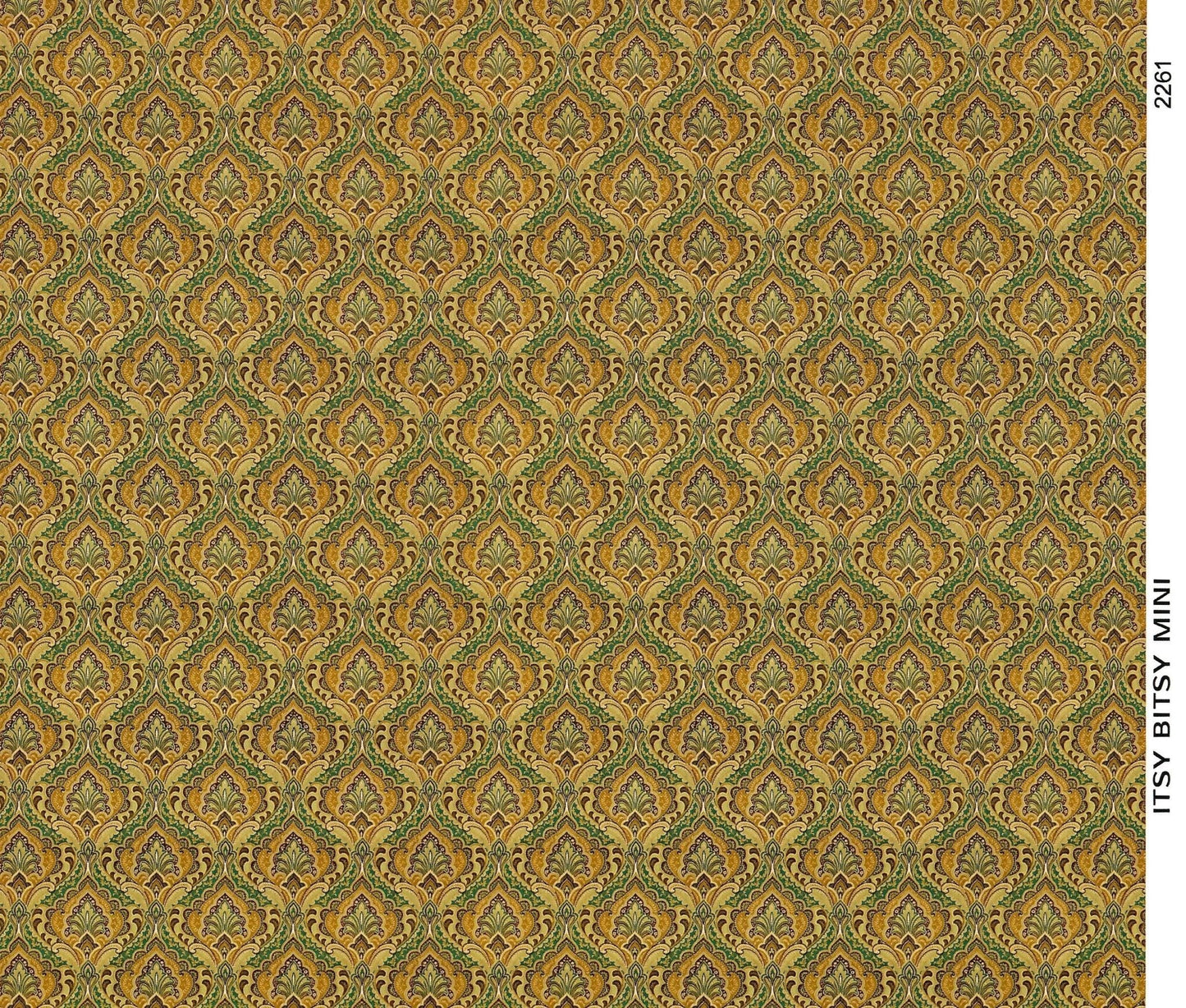 Dollhouse Wallpaper Paisley Beige Browns Teal 1:12 Scale Itsy Bitsy Miniatures - Miniature Crush