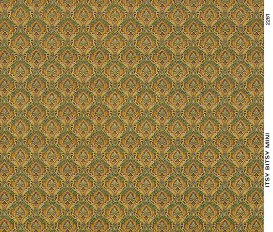 Dollhouse Wallpaper Paisley Beige Browns Teal 1:12 Scale Itsy Bitsy Miniatures - Miniature Crush