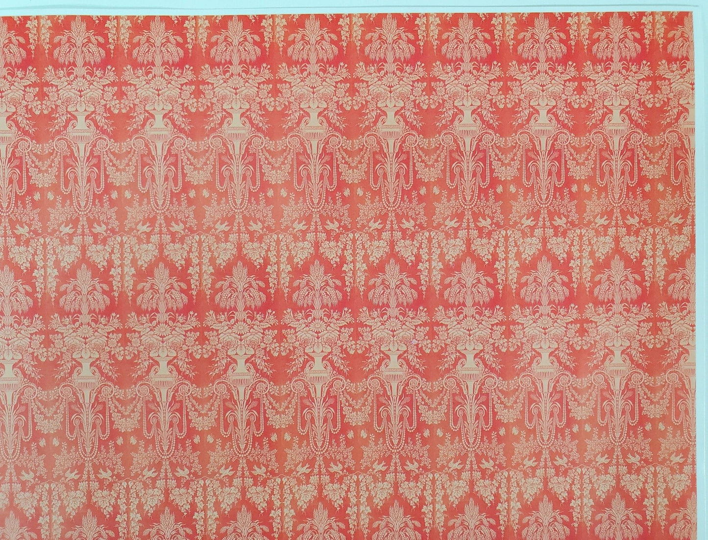 Dollhouse Wallpaper Pink Salmon Victorian 1:12 Scale World Model Floral Ivy - Miniature Crush