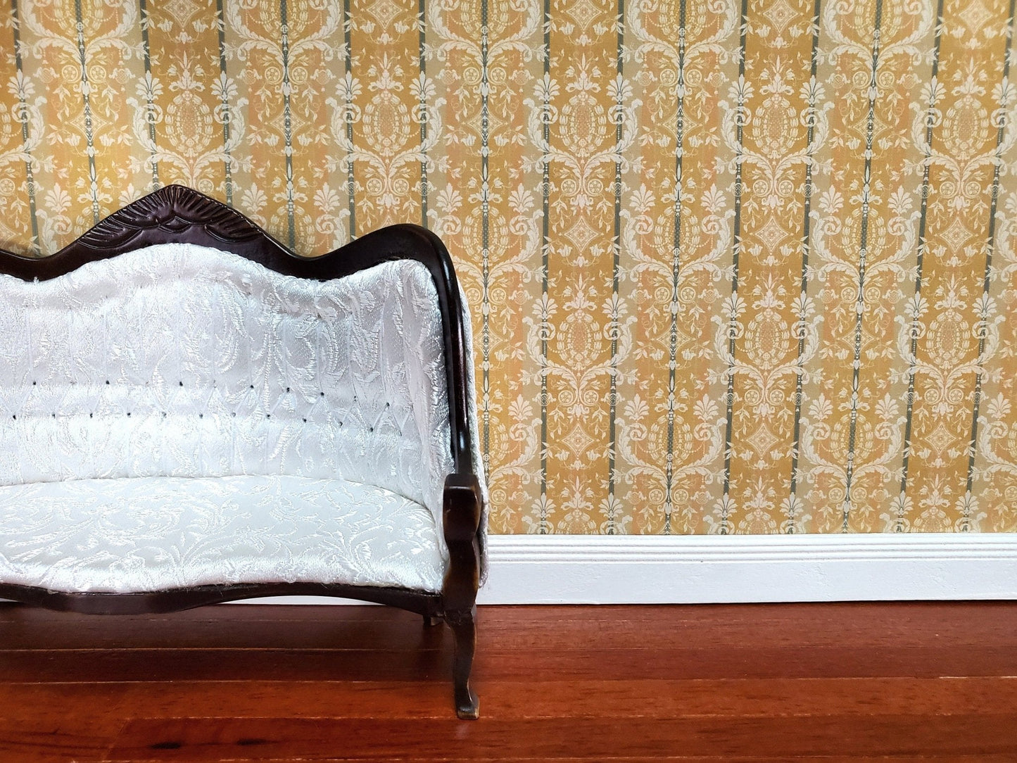 Dollhouse Wallpaper Vintage Cheltenham Damask Bradbury & Bradbury 1:12 Scale - Miniature Crush