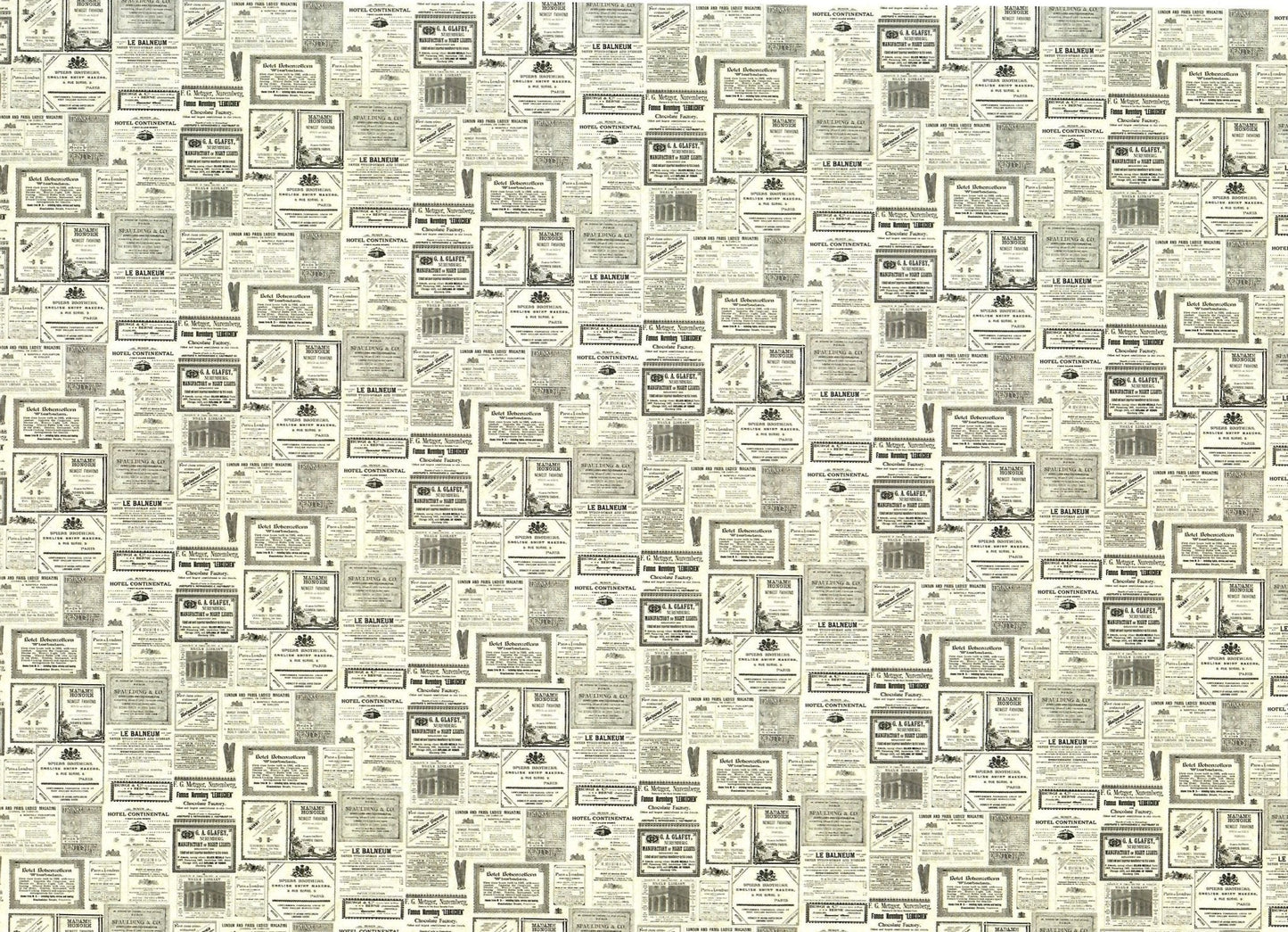 Dollhouse Wallpaper Vintage Newspaper Paris Fashion Ads 1:12 Scale Itsy Bitsy 1761 - Miniature Crush