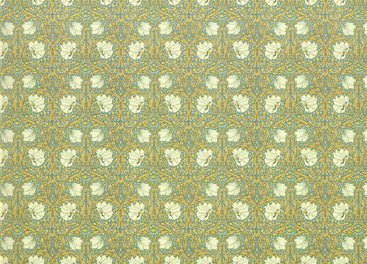 Dollhouse Wallpaper William Morris Art Nouveau Pimpernel Blue Floral 1:12 Scale Itsy Bitsy - Miniature Crush