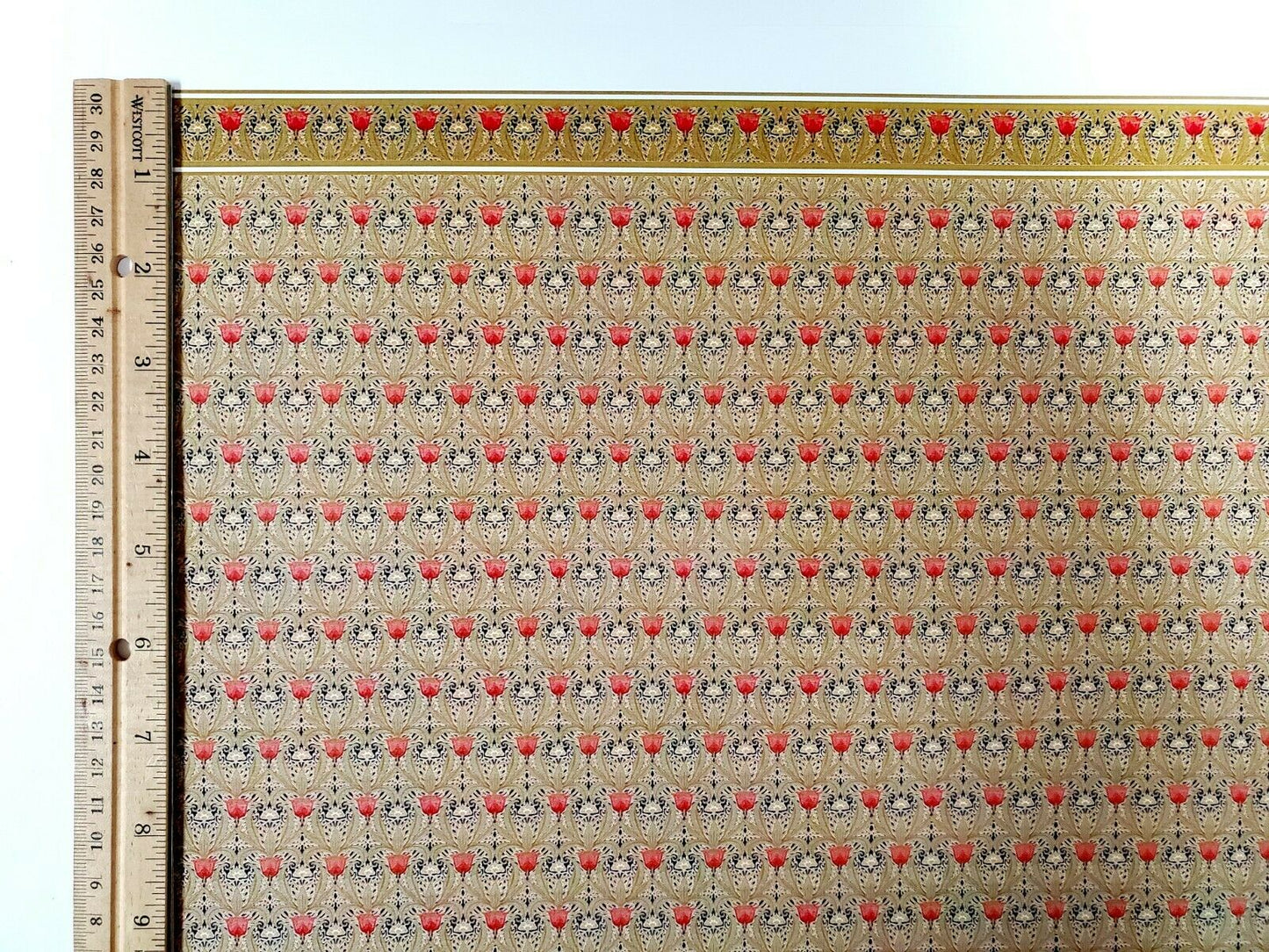 Dollhouse Wallpaper William Morris Beige Black Orange Tulips World Model WM35701 - Miniature Crush