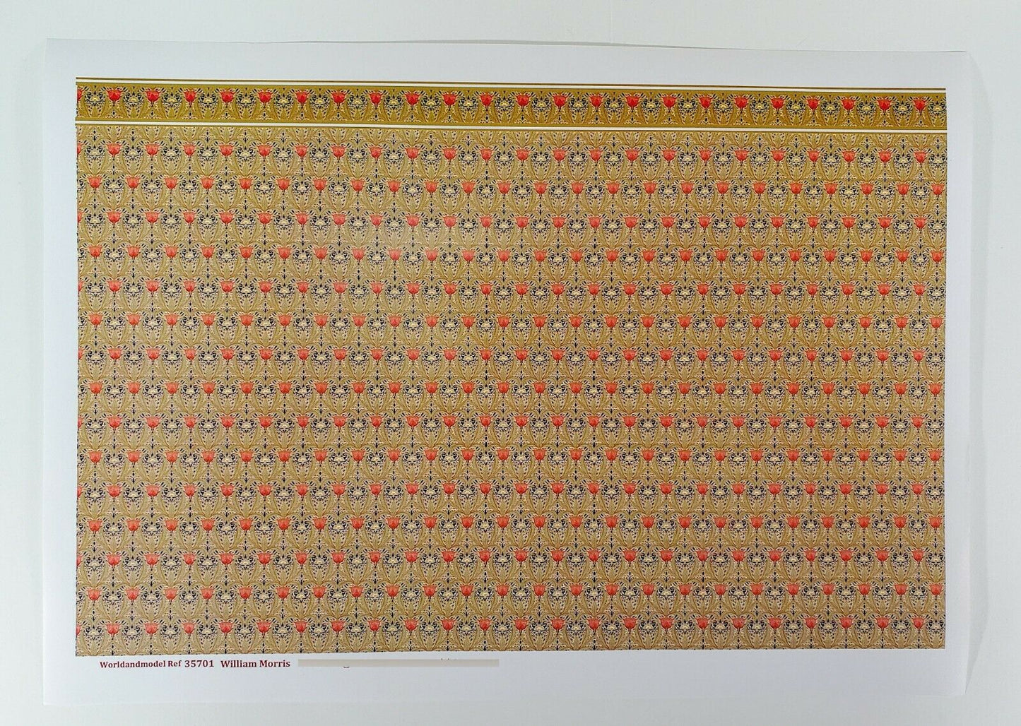 Dollhouse Wallpaper William Morris Beige Black Orange Tulips World Model WM35701 - Miniature Crush