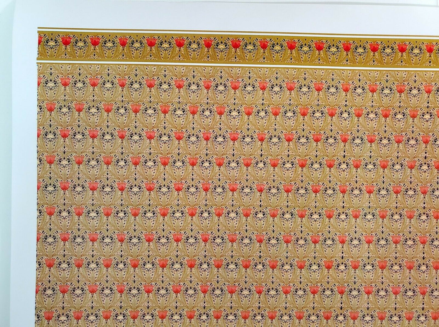 Dollhouse Wallpaper William Morris Beige Black Orange Tulips World Model WM35701 - Miniature Crush