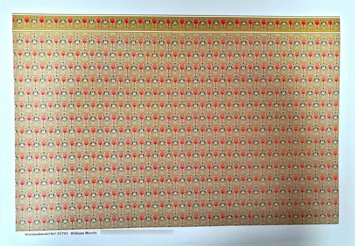 Dollhouse Wallpaper William Morris Beige Black Orange Tulips World Model WM35701 - Miniature Crush