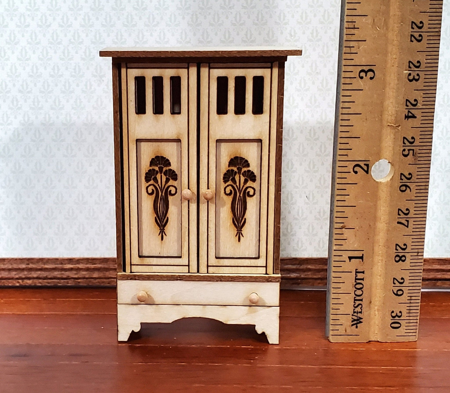 Dollhouse Wardrobe HALF SCALE Arts & Crafts Style Miniature Kit 1:24 Scale DIY - Miniature Crush