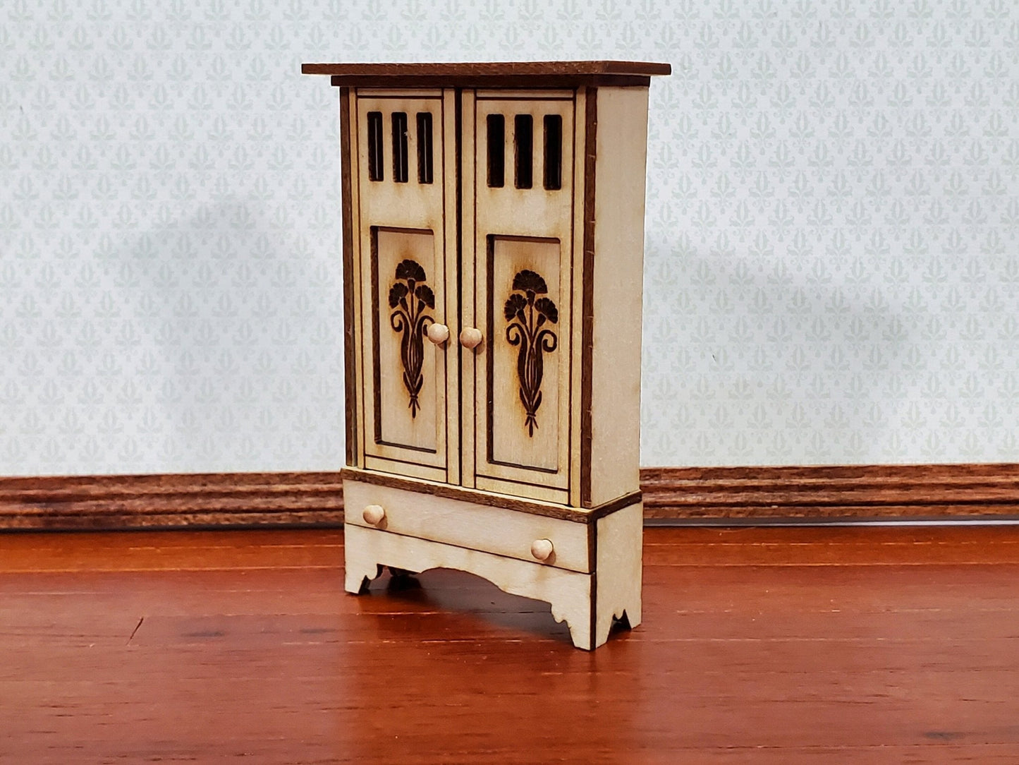 Dollhouse Wardrobe HALF SCALE Arts & Crafts Style Miniature Kit 1:24 Scale DIY - Miniature Crush