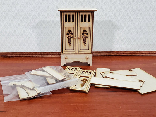 Dollhouse Wardrobe HALF SCALE Arts & Crafts Style Miniature Kit 1:24 Scale DIY - Miniature Crush