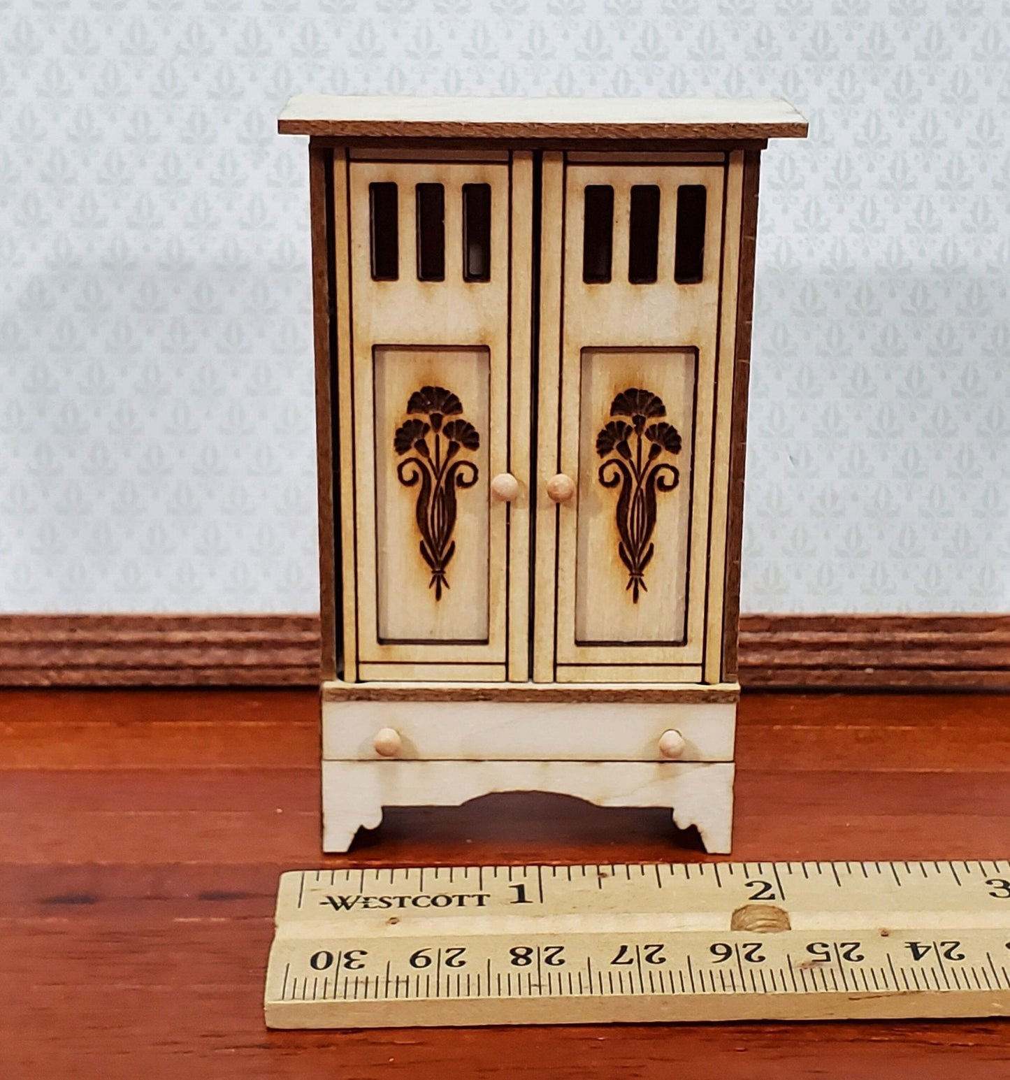 Dollhouse Wardrobe HALF SCALE Arts & Crafts Style Miniature Kit 1:24 Scale DIY - Miniature Crush