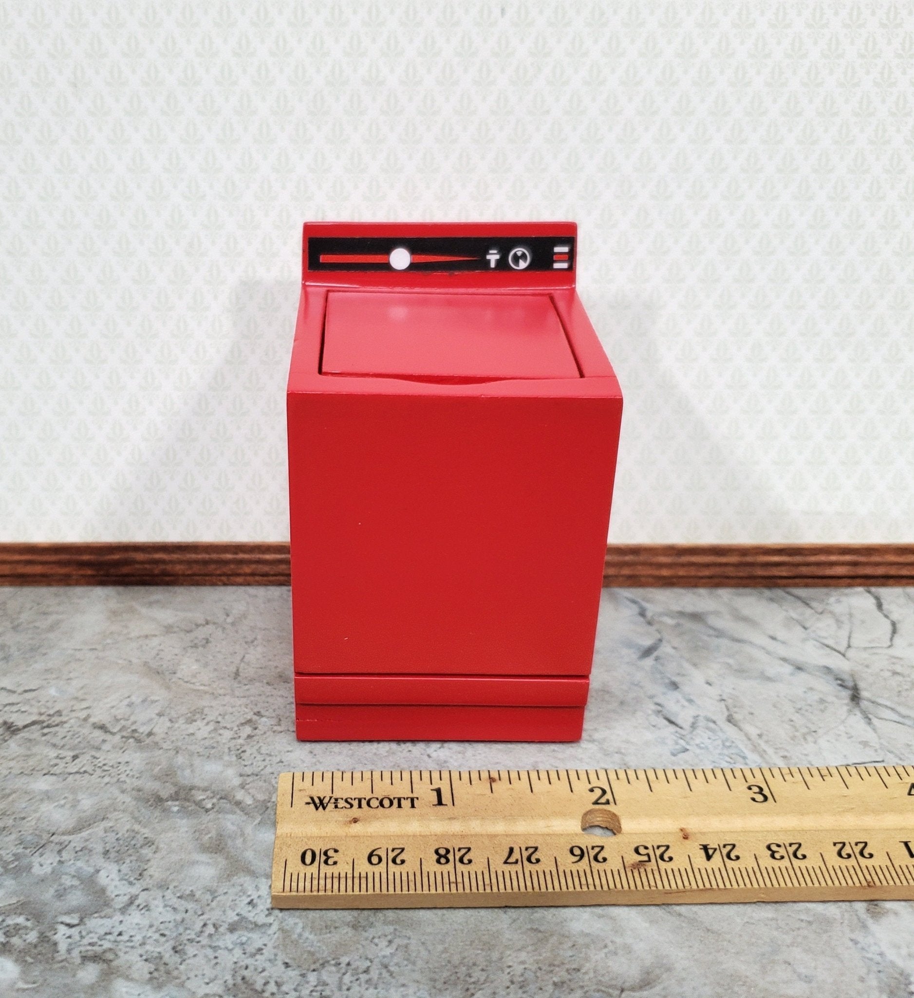 Dollhouse Washing Machine in RED and Black Modern Top Load 1:12 Scale Furniture - Miniature Crush