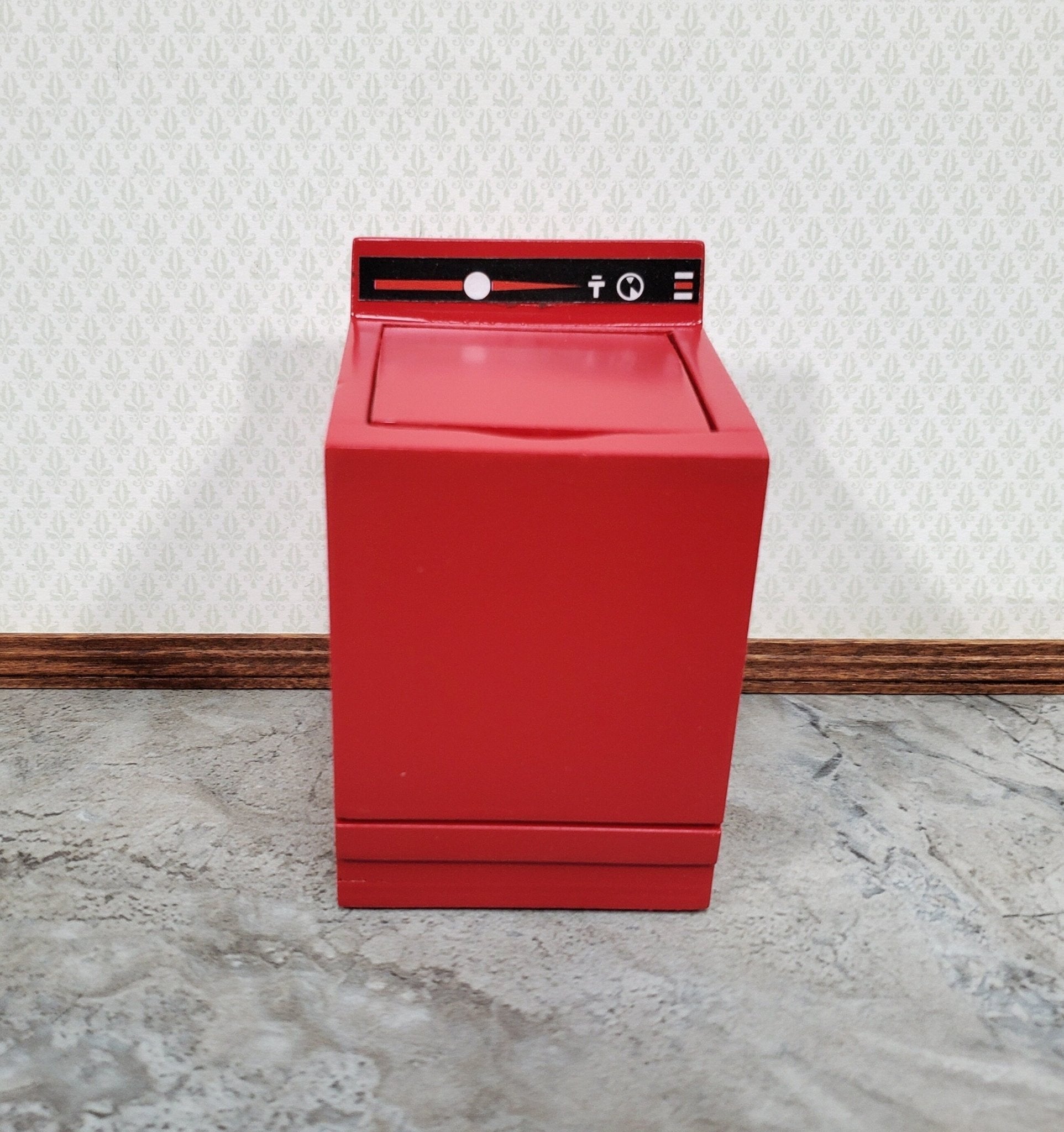 Dollhouse Washing Machine in RED and Black Modern Top Load 1:12 Scale Furniture - Miniature Crush