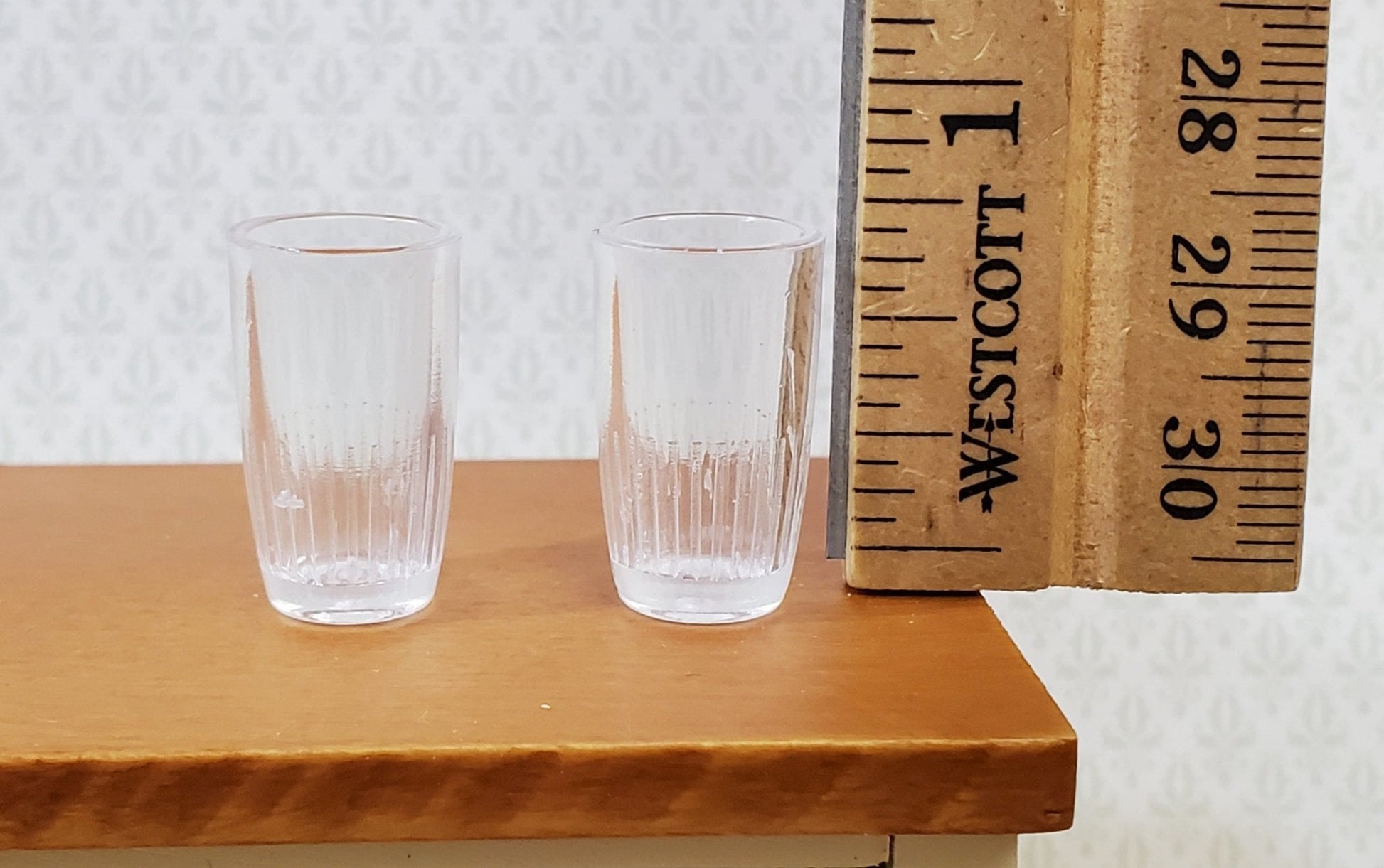 Dollhouse Water Glasses 1:6 Scale Tumblers Clear Plastic Playscale Size Dishes - Miniature Crush