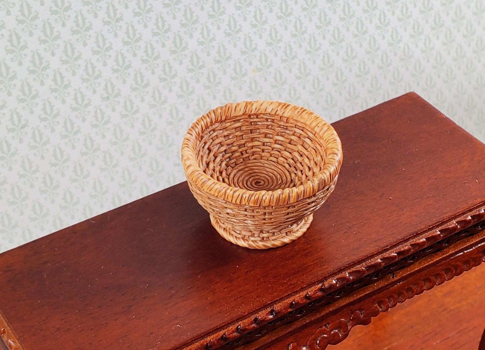 Dollhouse Wicker Style Basket Bowl Round 1:12 Scale Miniature Decor Accessories - Miniature Crush