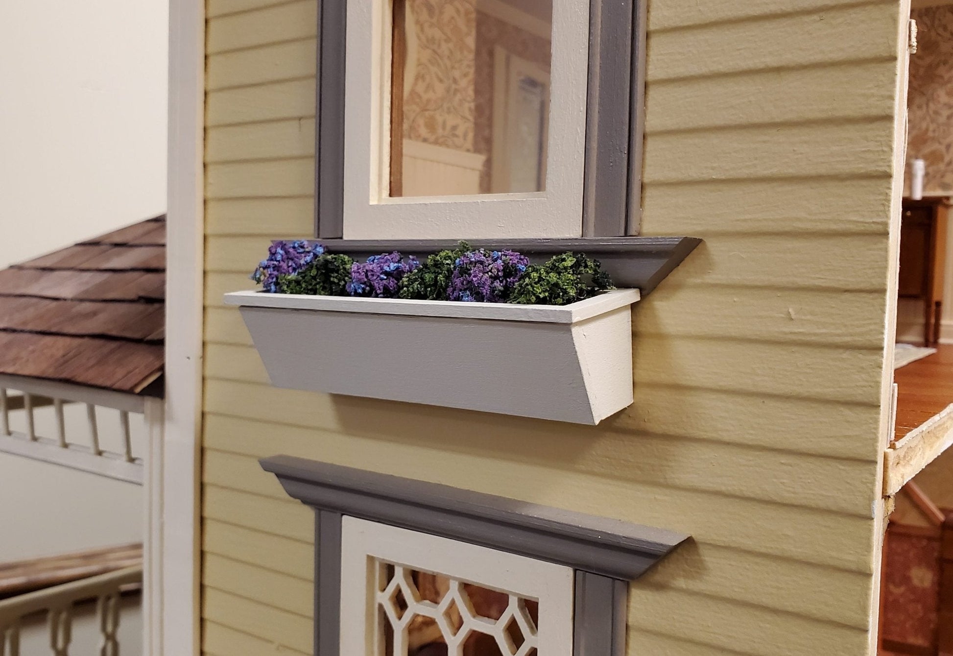 Dollhouse Window Box Planter Deluxe DIY KIT 4" Wood 1:12 Scale Miniature Flowers - Miniature Crush