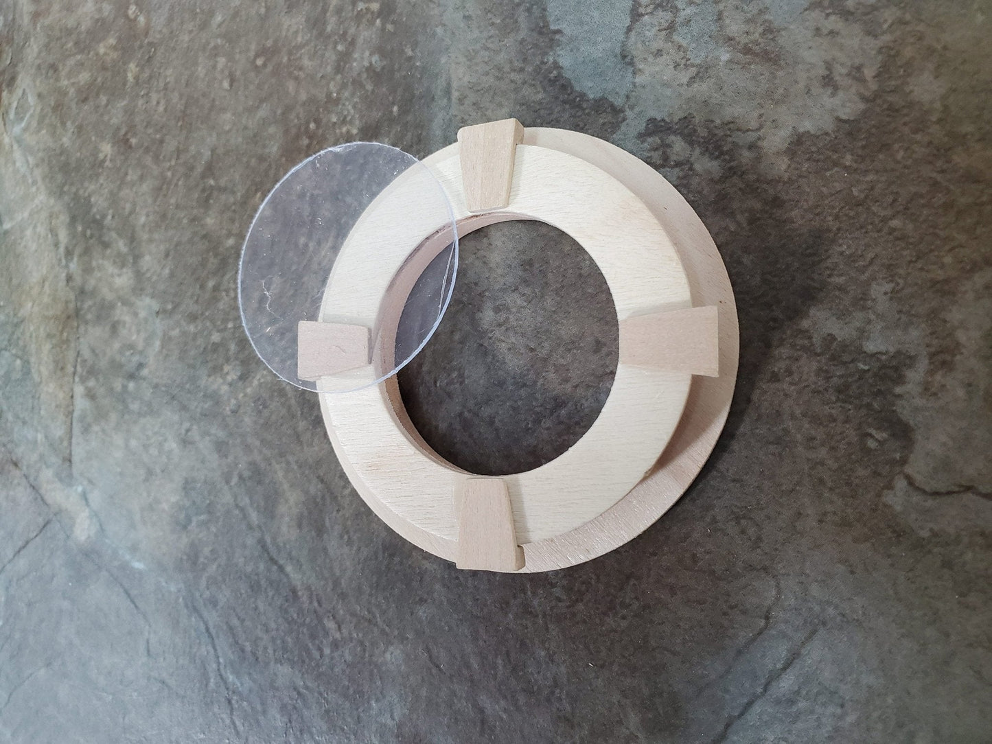 Dollhouse Window Round Circular Wood with Interior Trim & Acrylic 1:12 Scale - Miniature Crush