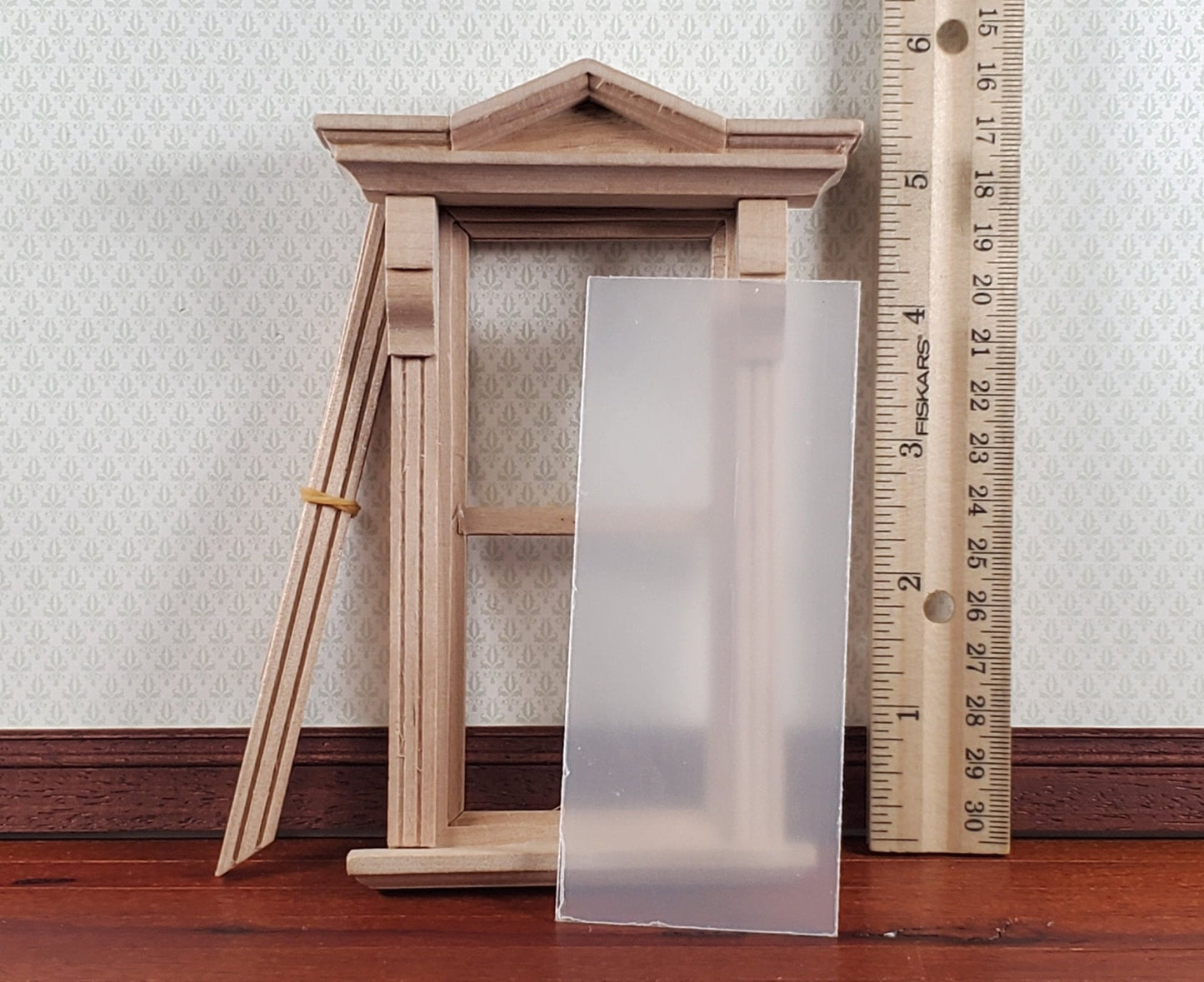 Dollhouse Window Victorian 1:12 Scale Miniature with Acrylic and Interior Trim - Miniature Crush