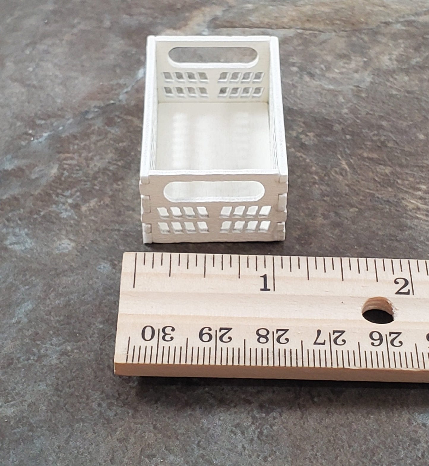 Dollhouse Wood Crate Basket Cream Finish 1:12 Scale Miniature Farmhouse - Miniature Crush