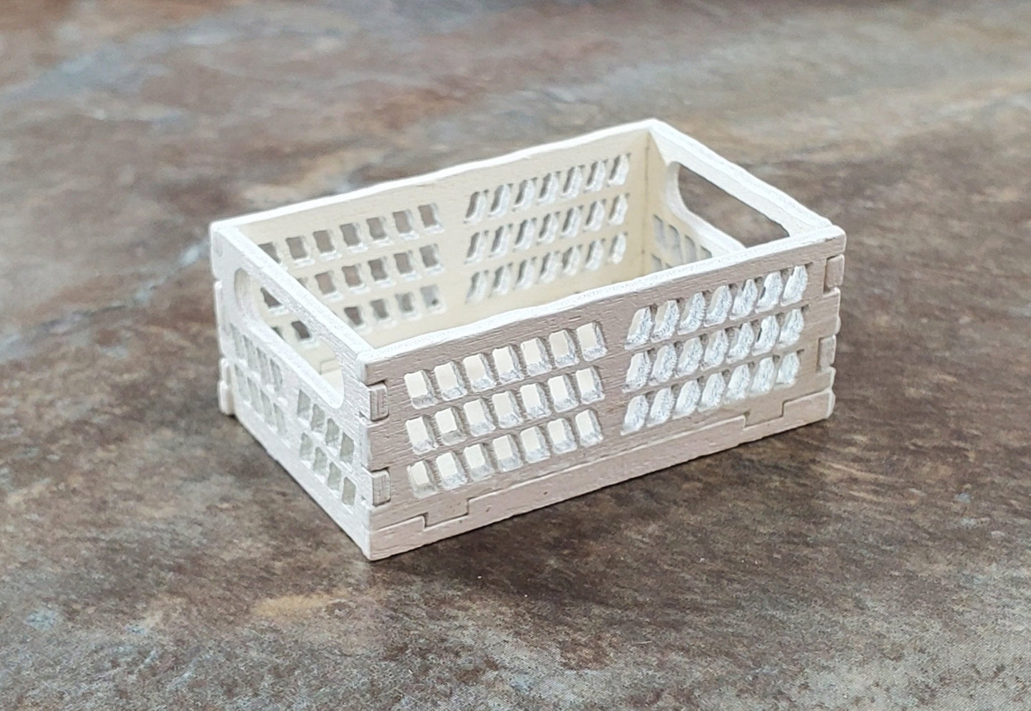 Dollhouse Wood Crate Basket Cream Finish 1:12 Scale Miniature Farmhouse - Miniature Crush