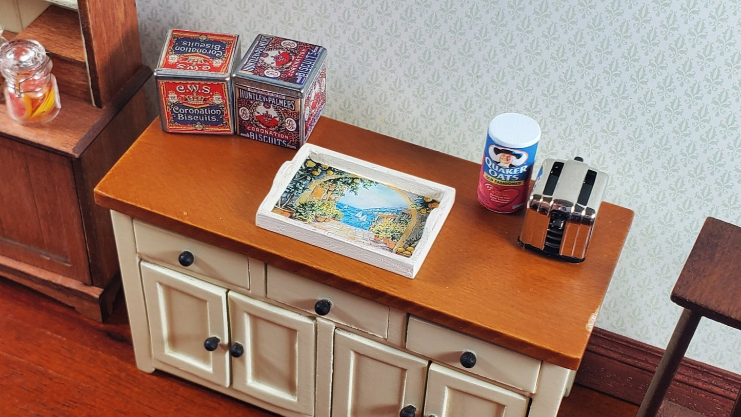 Dollhouse Wood Tray Villa Scene Sea Boats 1:12 Scale Accessory Handmade Silvia Leiner - Miniature Crush