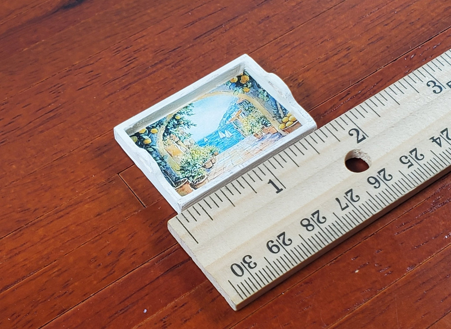 Dollhouse Wood Tray Villa Scene Sea Boats 1:12 Scale Accessory Handmade Silvia Leiner - Miniature Crush