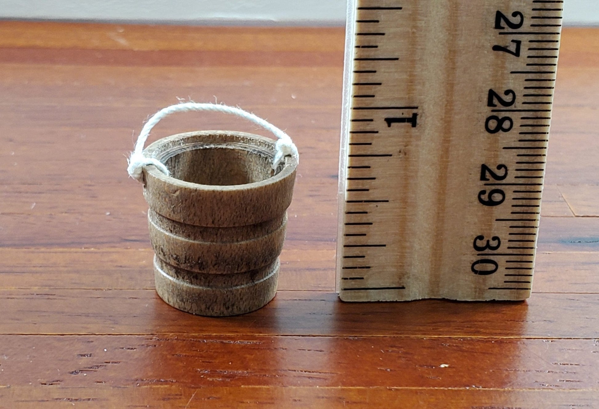 Dollhouse Wooden Bucket Aged Finish 1:12 Scale Miniature Accessories Handcrafted - Miniature Crush