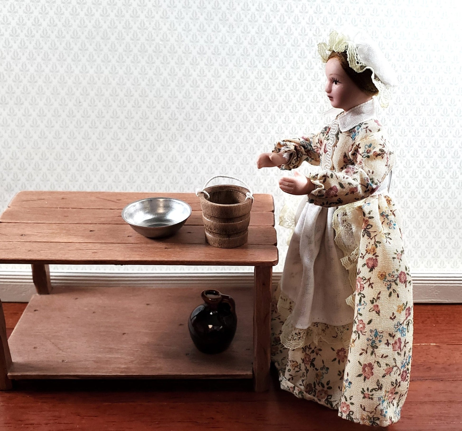 Dollhouse Wooden Bucket Aged Finish 1:12 Scale Miniature Accessories Handcrafted - Miniature Crush