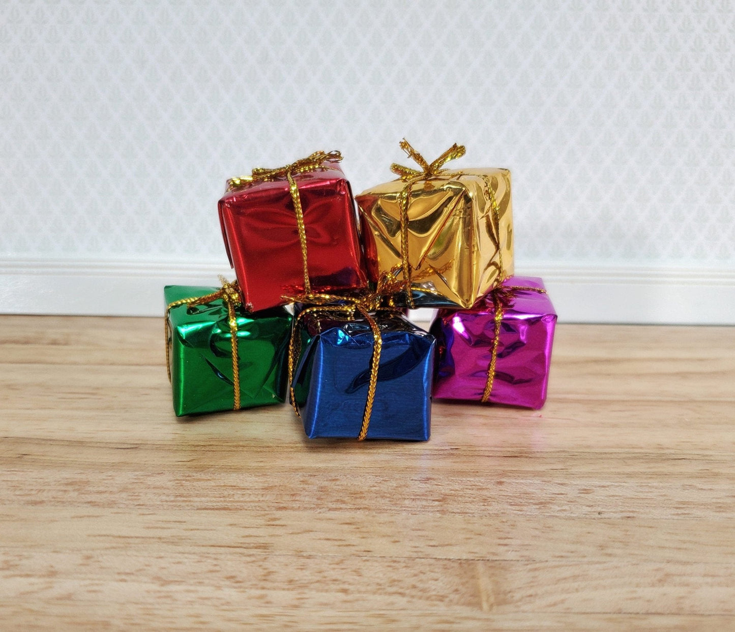 Dollhouse Wrapped Gifts Presents Foil Paper x6 LARGE Miniature Christmas - Miniature Crush