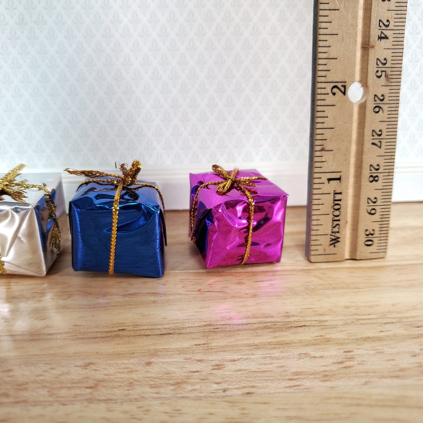 Dollhouse Wrapped Gifts Presents Foil Paper x6 LARGE Miniature Christmas - Miniature Crush