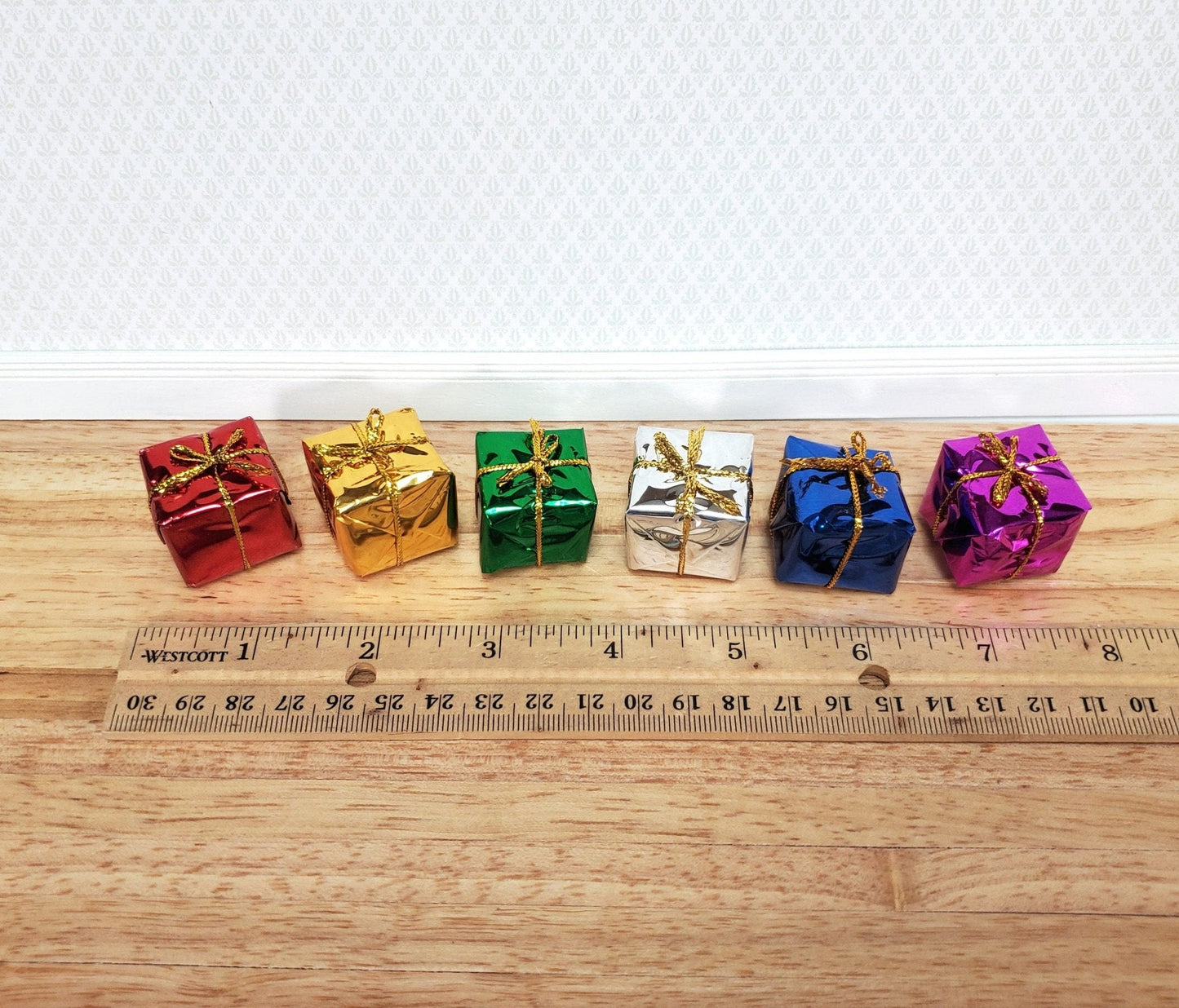 Dollhouse Wrapped Gifts Presents Foil Paper x6 LARGE Miniature Christmas - Miniature Crush