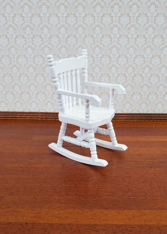 Dollhouse Miniature Rocking Chair White Wood 1:12 Scale Furniture