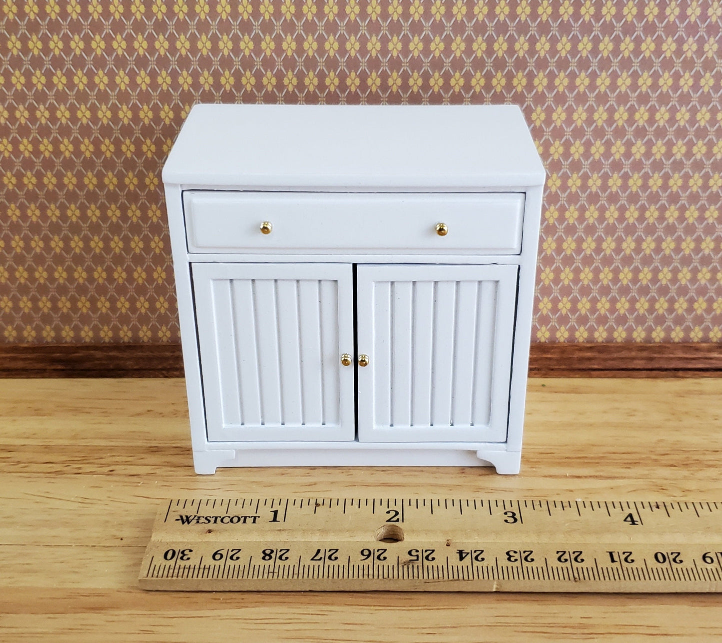 JBM Dollhouse Miniature Lower Kitchen Cabinet White 1:12 Scale Cupboard