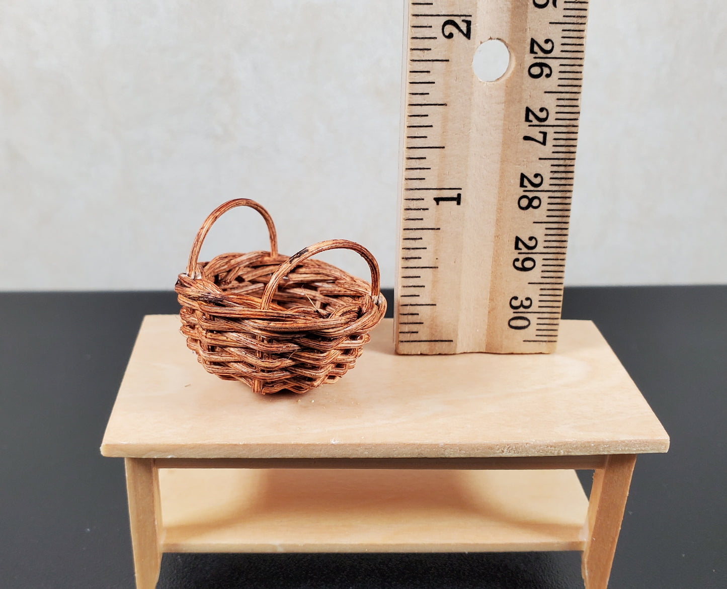 Dollhouse Wicker Basket with Two Handles 1:12 Scale Miniature Decor Accessories