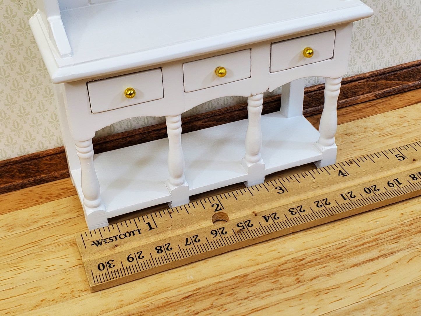Dollhouse Kitchen Hutch Cupboard with Pot Shelf WHITE 1:12 Scale Furniture
