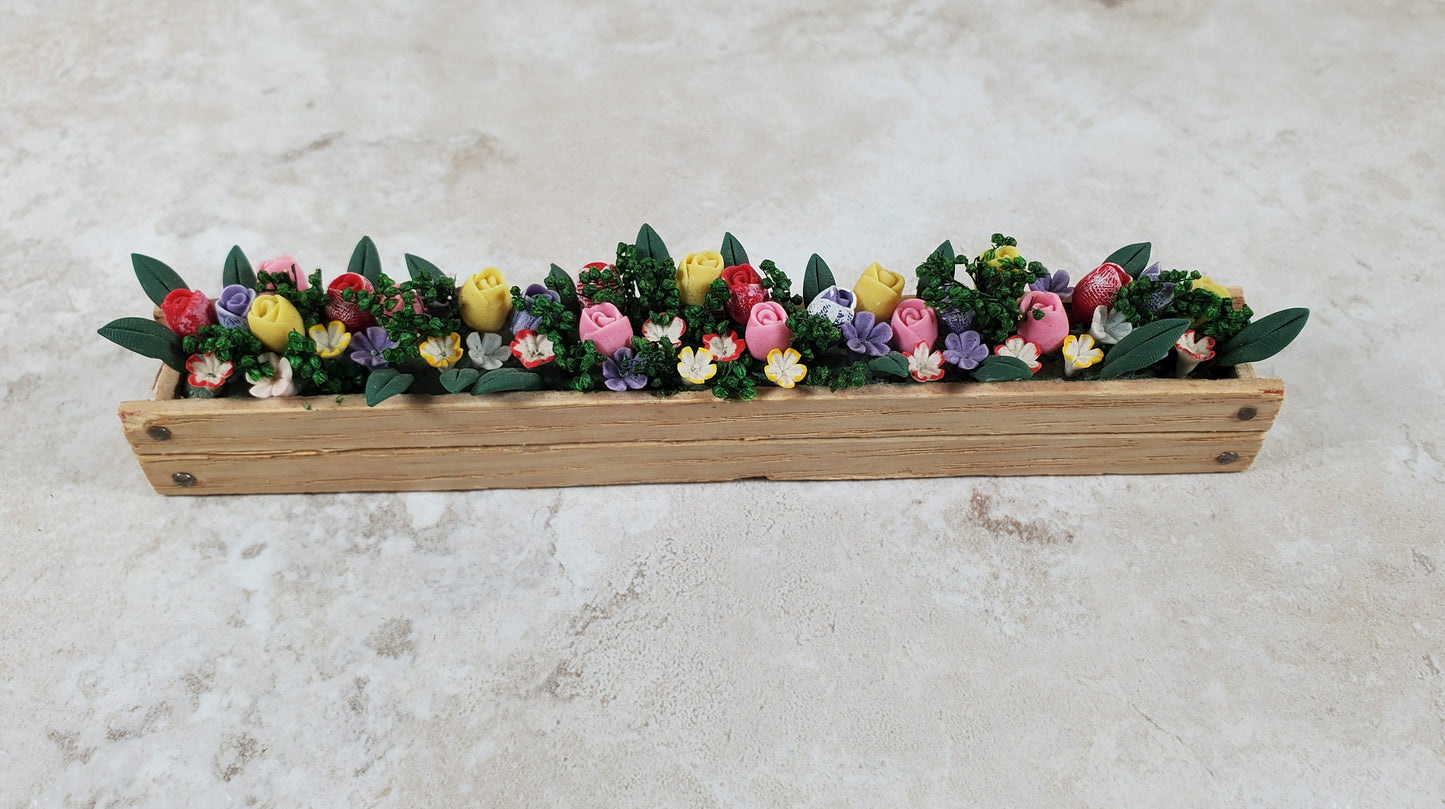 Dollhouse Spring Crocus & Tulips in 5.5" Window Box Planter 1:12 Scale Miniature