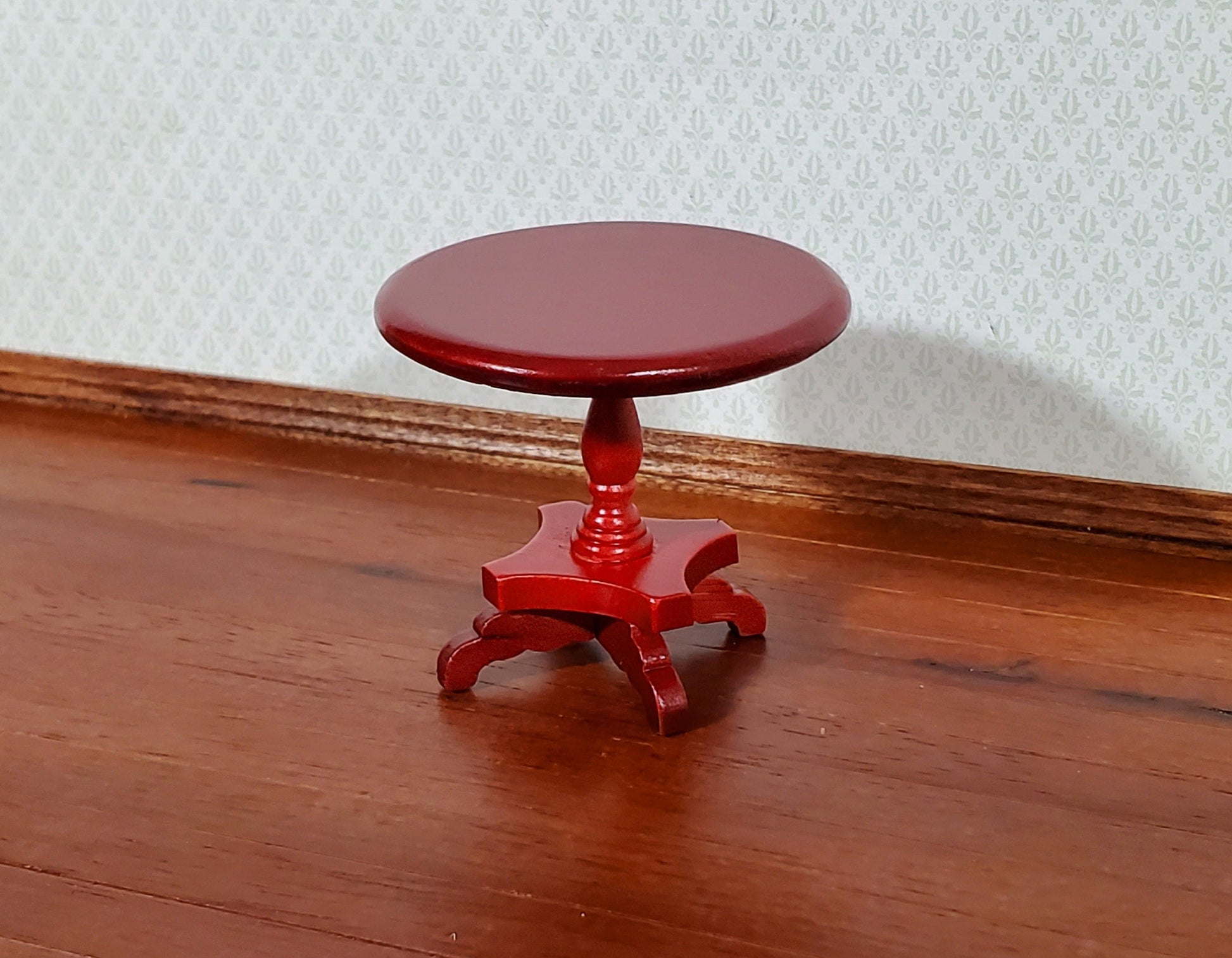 Dollhouse Side Table Small Round End Table Mahogany 1:12 Scale Miniature Furniture