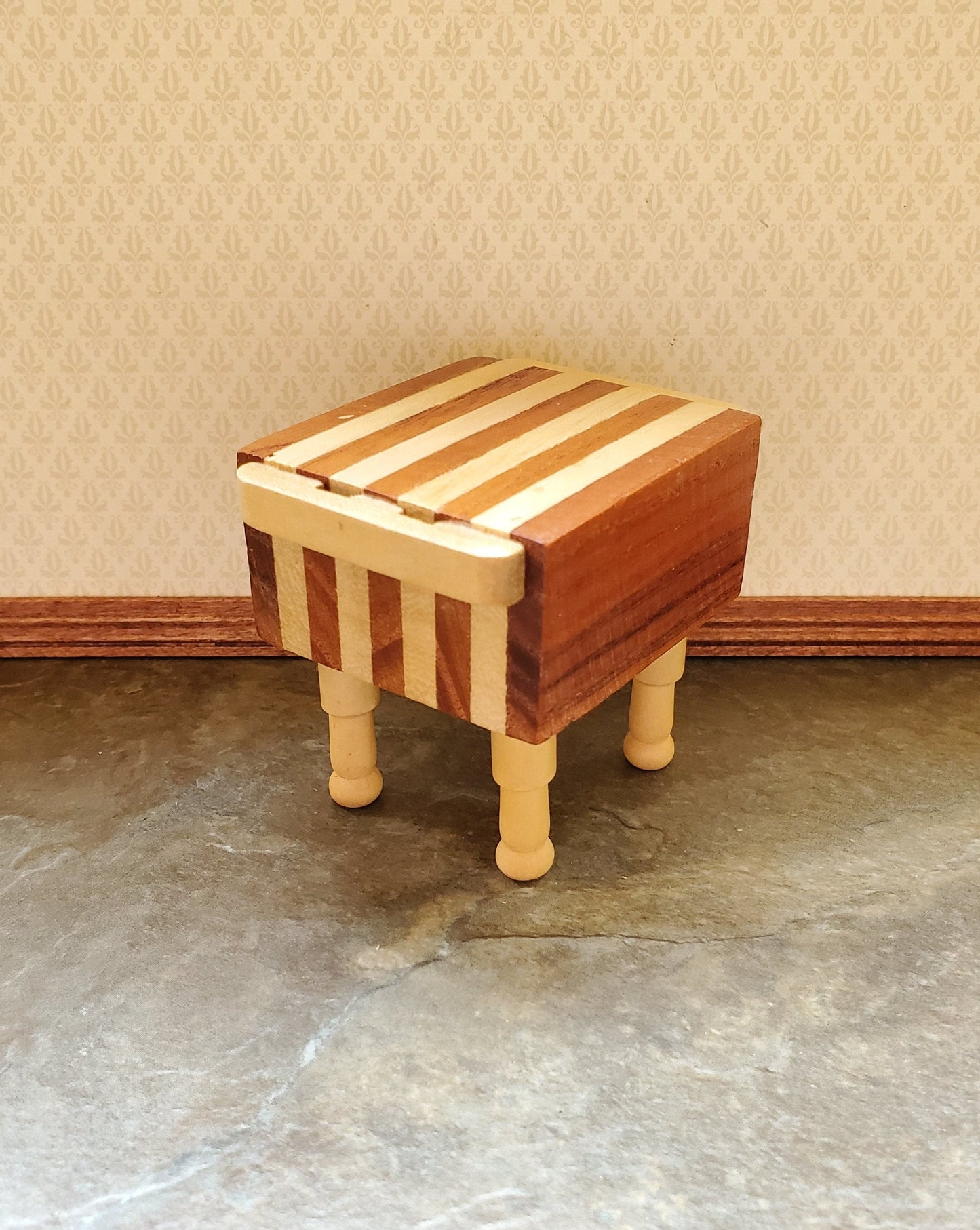 Dollhouse Butcher Block Two Toned End Grain Wood 1:12 Scale Miniature Kitchen