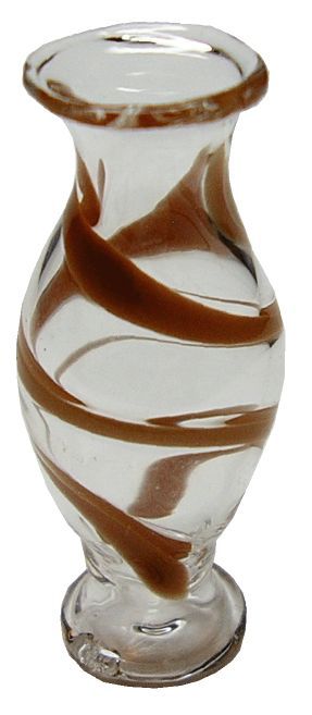Dollhouse Brown Swirl Classic Pedestal Glass Vase 1:12 Scale Miniature Decor