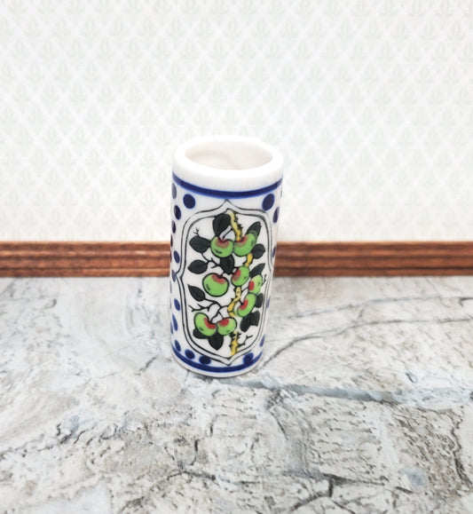 Dollhouse Umbrella or Cane Stand White Ceramic Apple Design 1:12 Scale Miniature