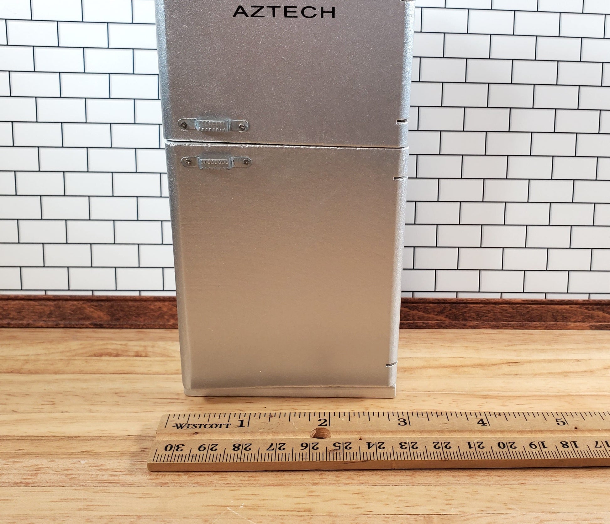 Dollhouse Kitchen Miniature Fridge 2 Door Refrigerator Silver Modern Style 1:12 Scale